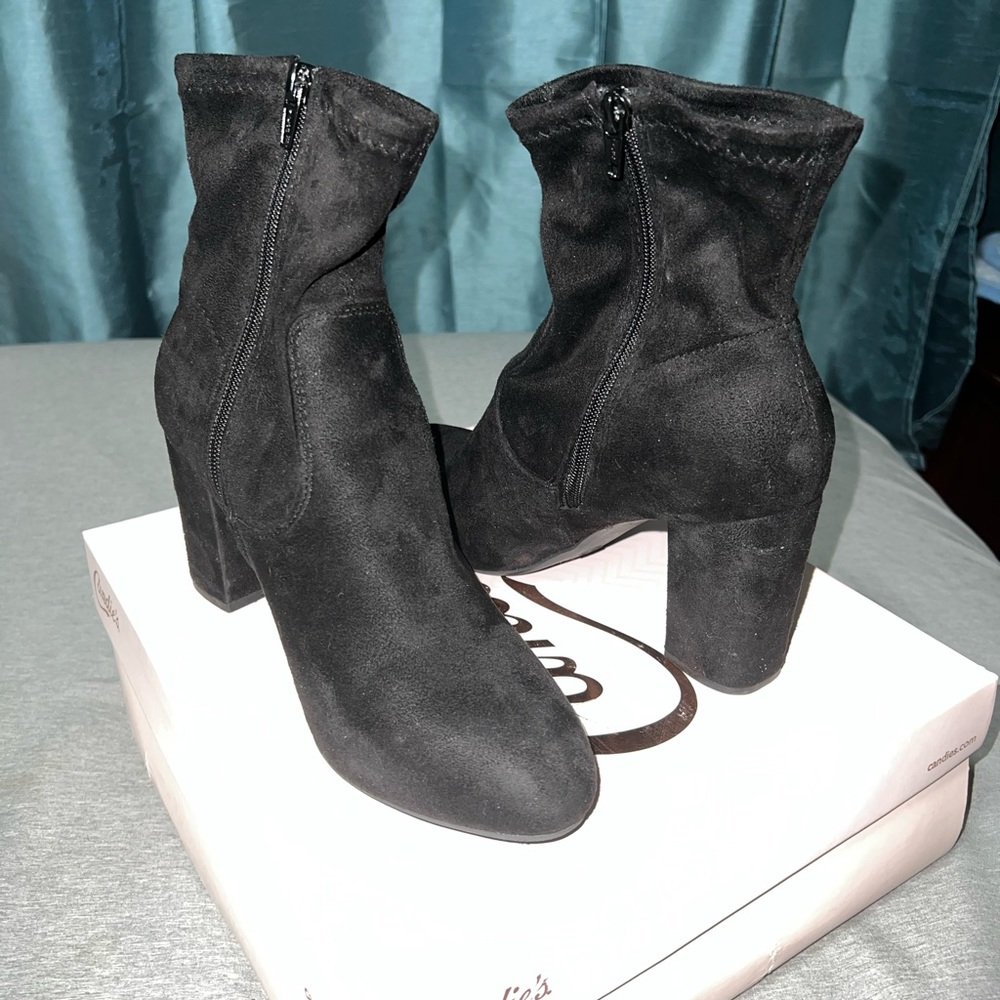 Candies black booties, size 8, used